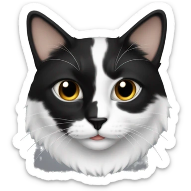 half Black and half white long hair cat with black spot on muzzle sticker