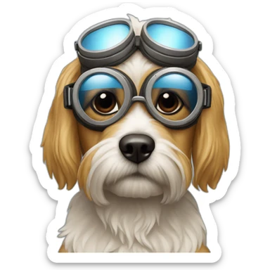 yorkshire dog wearing aviation goggle sticker