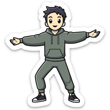 Alternative male character with dark aesthetic arms wide open sticker