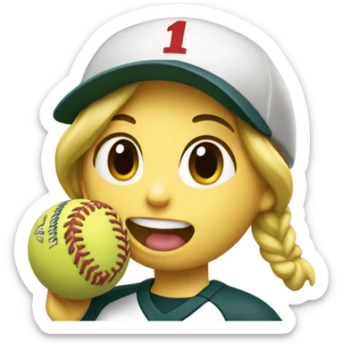 Softball player eating a softball  sticker