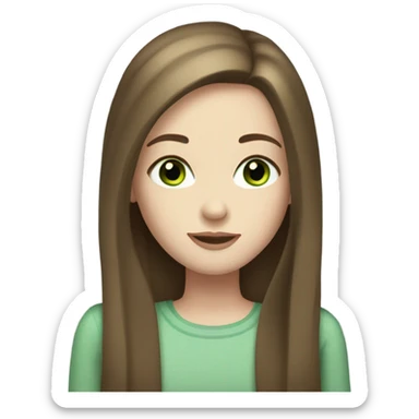 A girl with brown straight hair and green eyes and pale skin and lashes sticker