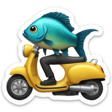fish on scooter  sticker