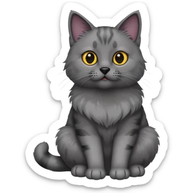 grey cat with black foot sticker