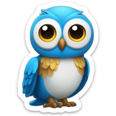 UN BUHO AZUL con una U en el pecho DANDO LAS GRACIAS sticker