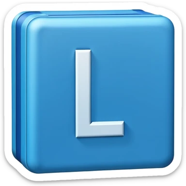 The letters L and R in a blue box 2D sticker