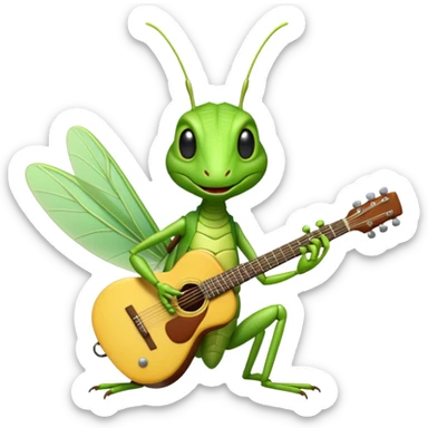 grasshopper playing guitar sticker