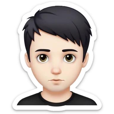 Cute white male, short dark colored hair and facial hair, nose and lip piercing, emo sticker