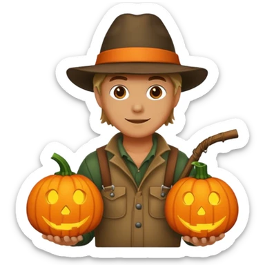 Hunter With Jack o Lantern sticker