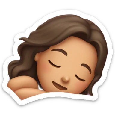 a white brunette girl sleeping in pink sheets sticker