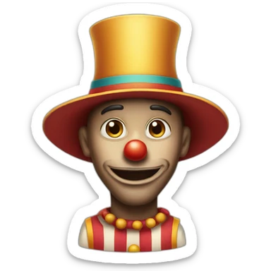 a clown wearing a big elongated hat without makeup  sticker