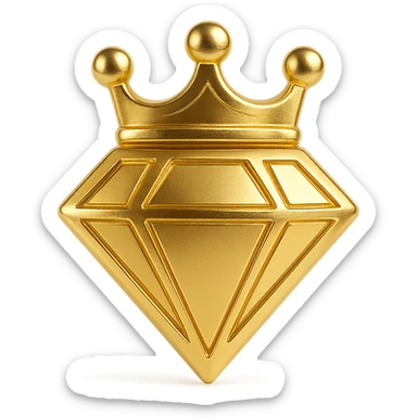 diamond icon with a crown detail, elegant and premium, metallic gold finish, no text sticker