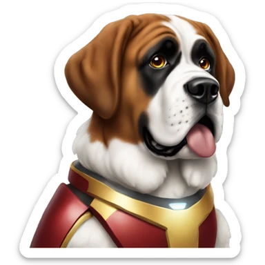 saint Bernard dressed as iron man  sticker