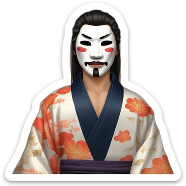 hot-guy-noh-mask-longhair-japanese-kimono sticker