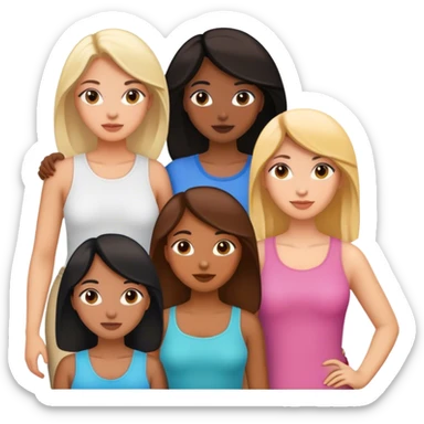  female friends, two are Latin one is black and one is white  sticker