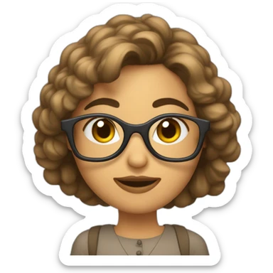 maestra morena con gafas y pelo a media melena sticker