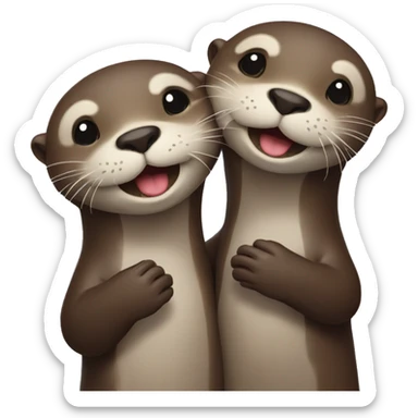 Smiling otters holding hands sticker