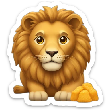 Lionceau et en peluche qui mange des nuggets sticker