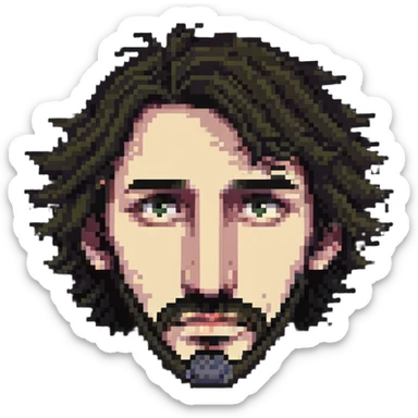 hairy man with a crooked nose sticker