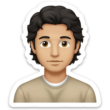 Chico con cabello ondulado no chino color negro ojos negros sin barba ni bigote de 25 años  sticker