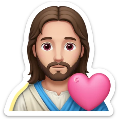 jesus con un corazón rosa sticker