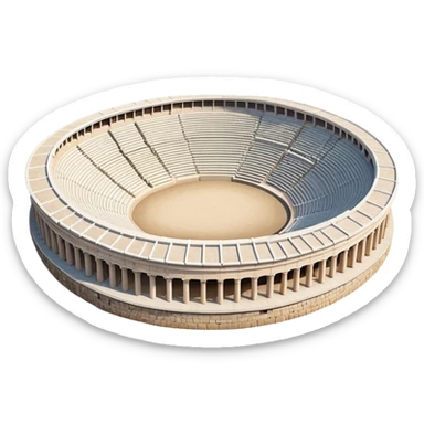 Cinematic Realistic Pula Arena Landmark Emoji, showcasing the ancient Roman amphitheater rendered with detailed weathered stone textures and dramatic lighting. sticker
