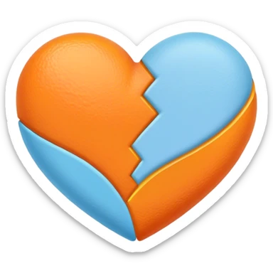 Half  orange and half baby blue heart  matte sticker