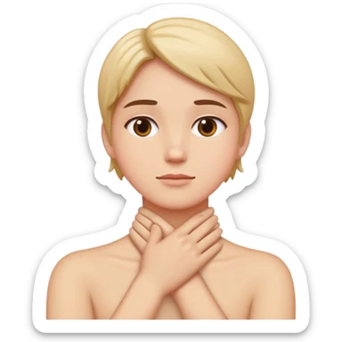 Hands crossed on neck sticker