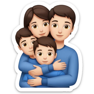 Brunette mom hugging 3 sons  sticker