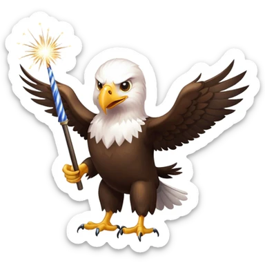 Bald eagle with two sparklers sticker