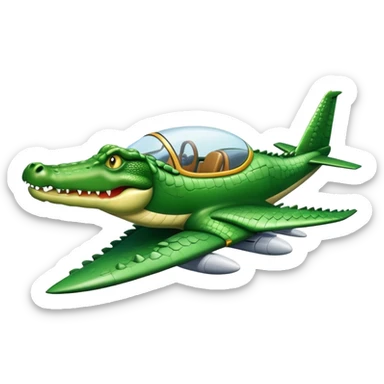 Crocodile flying an airplane sticker