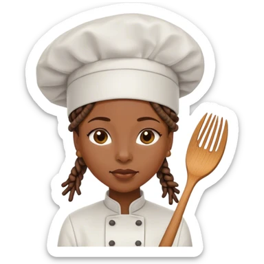 Black woman with locs with a chef hat sticker