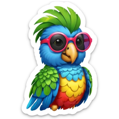 Parrot with shiny sunglasses sticker