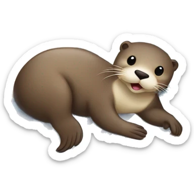 Otter lying on its back with a big, tired belly on a beach towel with a parasol on the beach sand sticker