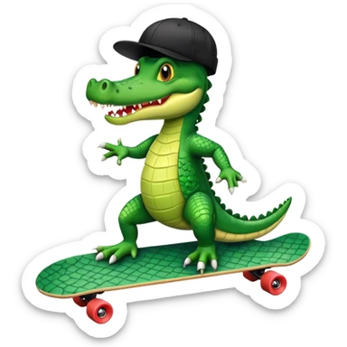 crocodile wearing a cap on a skateboard sticker