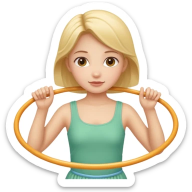 girl with  holding 2 hula hoops sticker