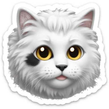 White black fluffy kitty sticker