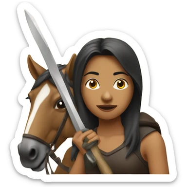 Latina girl holding a big machete sitting on a horse sticker