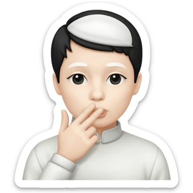 Solid White color Shh finger and hand emoji sticker