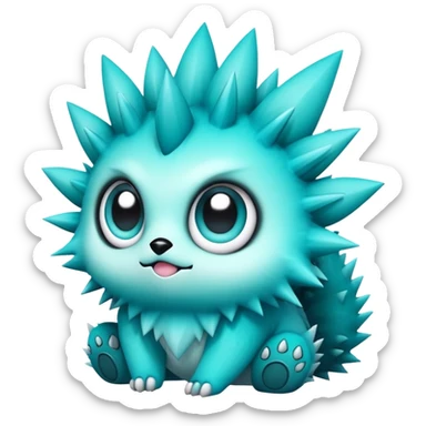 Cute cool edgy kawaii Turquoise-gradient fakemon-creature sticker