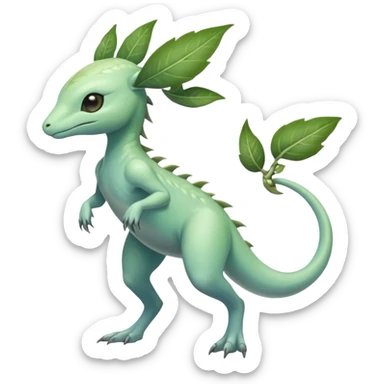 Futuristic Ethereal Modern Amaura-Bayleaf-Fakémon-creature-hybrid Full Body sticker