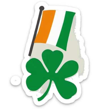 a postage stamp with the irish flag on it sticker