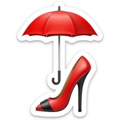 red heel with an umbrella sticker