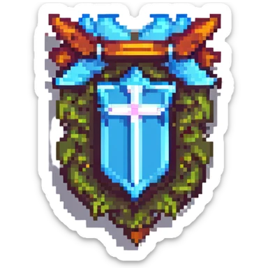 Valorant Iron rank emblem, pixel art style, simple sticker