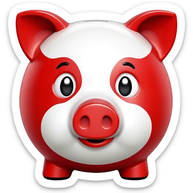 piggy bank in colors of monaco flag red and white sticker