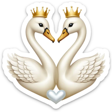 a white heart trimmed with pearls and about two golden swans in love sticker