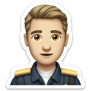 asylum warden, white skin, hazel eyes, warden uniform sticker