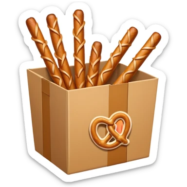 Pretzel sticks on paper box sticker