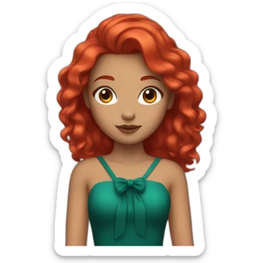 Girl with red hair, red dress and red makeup sticker