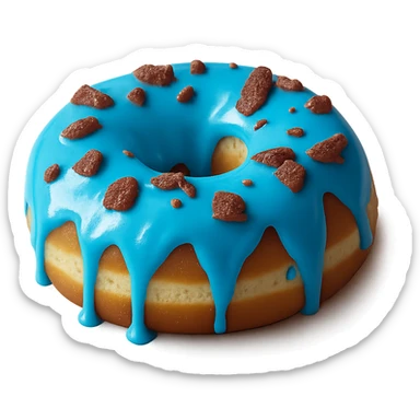 Change the glaze of the donut to a vibrant blue color, keep the donut realistic with soft lighting, transparent background. sticker