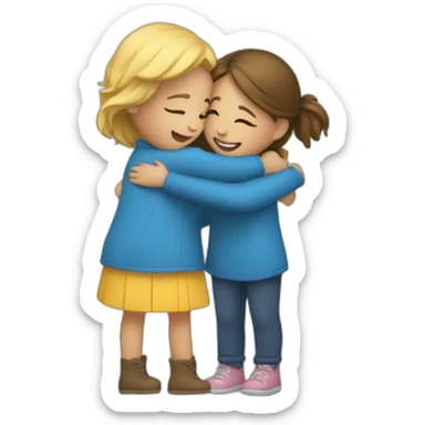 Hug between two girl in blue  sticker